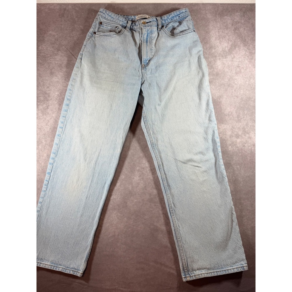 Abercrombie & Fitch Curve Love Vintage Straight High Rise Jeans Light Wash 30/10
